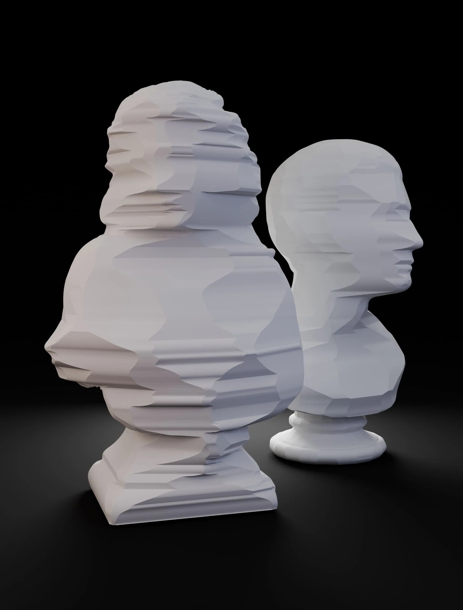 Styroporbüsten mit Fräser bearbeitet